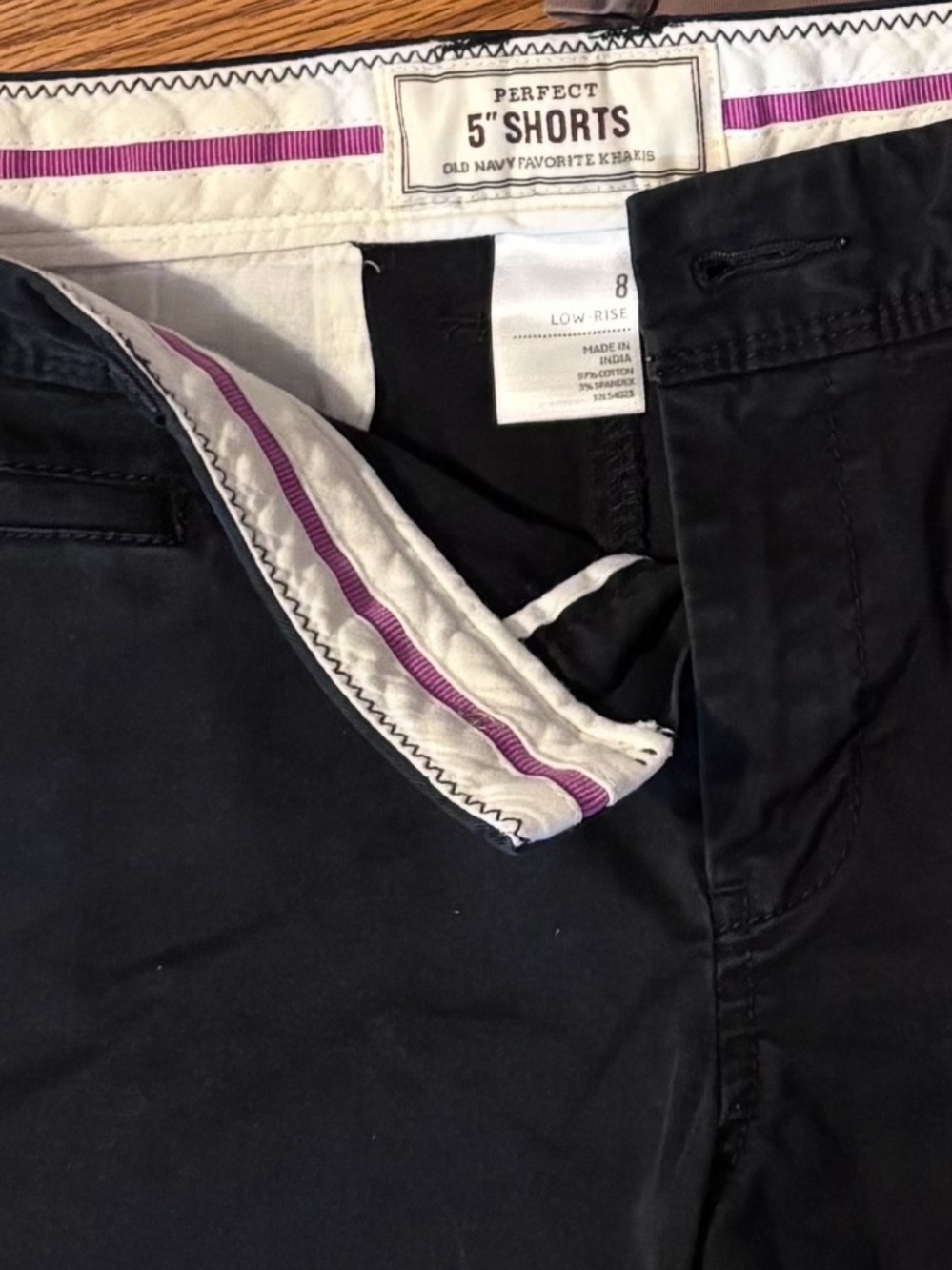 3-Pack Shorts — 5” Old Navy Perfect Khaki in Light Blue, Brown, Black - Picture 5 of 6